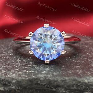 NEW Certified 3 ct. t.w. Royal Blue Moissanite Solitaire 6 Prong Ring